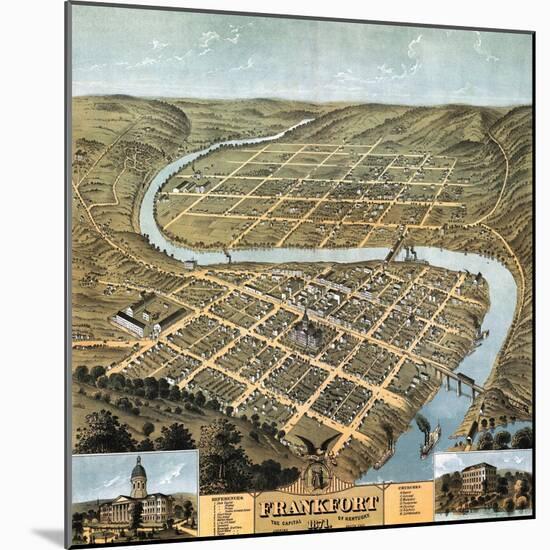 Frankfort, Kentucky - Panoramic Map-Lantern Press-Mounted Art Print