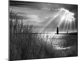 Frankfort Lighthouse and Sunbeams, Frankfort, Michigan '13-Monte Nagler-Mounted Photographic Print