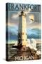 Frankfort Lighthouse, Michigan-Lantern Press-Stretched Canvas