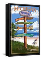 Frankfort, Michigan - Sign Destinations-Lantern Press-Framed Stretched Canvas