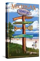 Frankfort, Michigan - Sign Destinations-Lantern Press-Stretched Canvas