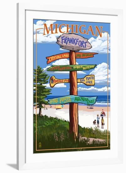 Frankfort, Michigan - Sign Destinations-Lantern Press-Framed Art Print