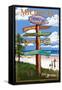 Frankfort, Michigan - Sign Destinations-Lantern Press-Framed Stretched Canvas