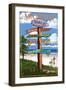 Frankfort, Michigan - Sign Destinations-Lantern Press-Framed Art Print