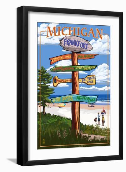 Frankfort, Michigan - Sign Destinations-Lantern Press-Framed Art Print