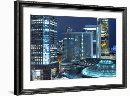 Frankfurt Am Main, Hesse, Germany, Evening Atmosphere over the Auditorium and the Fair Tower-Bernd Wittelsbach-Framed Photographic Print