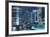 Frankfurt Am Main, Hesse, Germany, Evening Atmosphere over the Auditorium and the Fair Tower-Bernd Wittelsbach-Framed Photographic Print