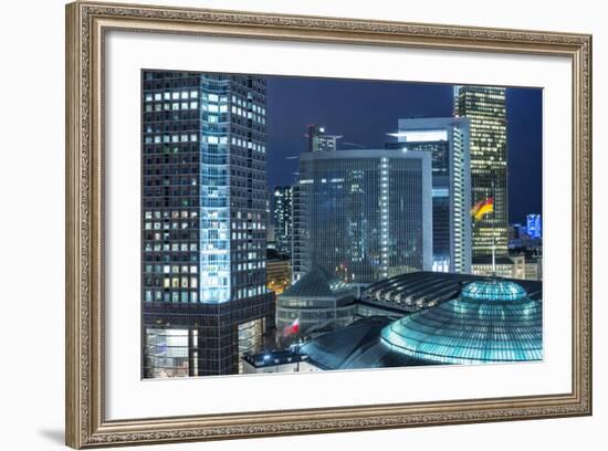 Frankfurt Am Main, Hesse, Germany, Evening Atmosphere over the Auditorium and the Fair Tower-Bernd Wittelsbach-Framed Photographic Print