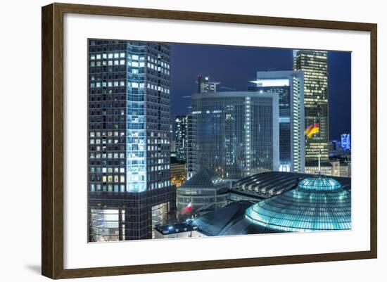 Frankfurt Am Main, Hesse, Germany, Evening Atmosphere over the Auditorium and the Fair Tower-Bernd Wittelsbach-Framed Photographic Print