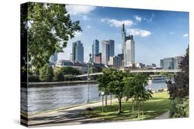 Frankfurt Am Main, Hesse, Germany, Financial District with Bank Promenade in Summer-Bernd Wittelsbach-Stretched Canvas