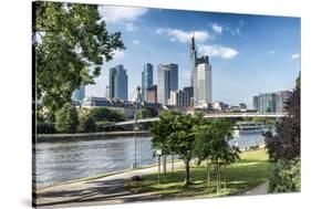 Frankfurt Am Main, Hesse, Germany, Financial District with Bank Promenade in Summer-Bernd Wittelsbach-Stretched Canvas