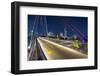 Frankfurt Am Main, Hesse, Germany, Holbeinsteg in Front of the Skyline of Frankfurt in the Dusk-Bernd Wittelsbach-Framed Photographic Print