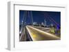 Frankfurt Am Main, Hesse, Germany, Holbeinsteg in Front of the Skyline of Frankfurt in the Dusk-Bernd Wittelsbach-Framed Photographic Print