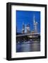 Frankfurt Am Main, Hesse, Germany, Holbeinsteg in Front of the Skyline of Frankfurt in the Dusk-Bernd Wittelsbach-Framed Photographic Print