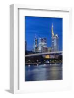 Frankfurt Am Main, Hesse, Germany, Holbeinsteg in Front of the Skyline of Frankfurt in the Dusk-Bernd Wittelsbach-Framed Photographic Print