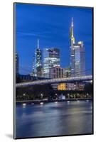 Frankfurt Am Main, Hesse, Germany, Holbeinsteg in Front of the Skyline of Frankfurt in the Dusk-Bernd Wittelsbach-Mounted Photographic Print