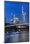 Frankfurt Am Main, Hesse, Germany, Holbeinsteg in Front of the Skyline of Frankfurt in the Dusk-Bernd Wittelsbach-Mounted Photographic Print