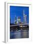 Frankfurt Am Main, Hesse, Germany, Holbeinsteg in Front of the Skyline of Frankfurt in the Dusk-Bernd Wittelsbach-Framed Photographic Print