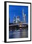 Frankfurt Am Main, Hesse, Germany, Holbeinsteg in Front of the Skyline of Frankfurt in the Dusk-Bernd Wittelsbach-Framed Photographic Print