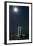 Frankfurt Am Main, Hesse, Germany, New Building of the European Central Bank with Full Moon-Bernd Wittelsbach-Framed Photographic Print