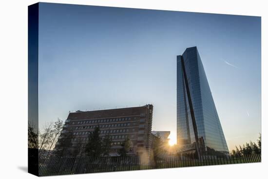 Frankfurt Am Main, Hesse, Germany, New Building of the European Central Bank with Sunrise-Bernd Wittelsbach-Stretched Canvas