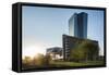 Frankfurt Am Main, Hesse, Germany, New Building of the European Central Bank with Sunrise-Bernd Wittelsbach-Framed Stretched Canvas