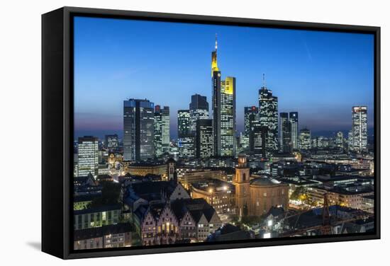 Frankfurt Am Main, Hesse, Skyline of Frankfurt with the City Centre and the Financial District-Bernd Wittelsbach-Framed Stretched Canvas