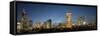 Frankfurt, Hesse, Germany, Frankfurt Financial District with Construction Cranes at Dusk-Bernd Wittelsbach-Framed Stretched Canvas