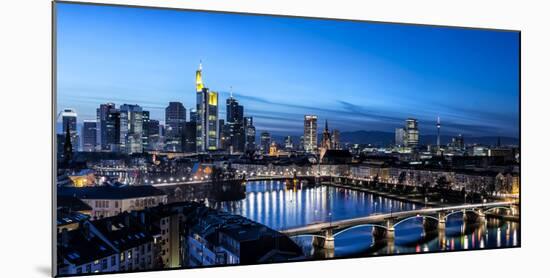 Frankfurt, Hesse, Germany, Frankfurt Skyline Financial District at Dusk-Bernd Wittelsbach-Mounted Photographic Print