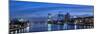 Frankfurt, Hesse, Germany, Frankfurt Skyline in the Direction of Westhafen and Holbeinsteg-Bernd Wittelsbach-Mounted Photographic Print