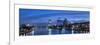 Frankfurt, Hesse, Germany, Frankfurt Skyline in the Direction of Westhafen and Holbeinsteg-Bernd Wittelsbach-Framed Photographic Print