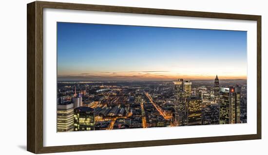 Frankfurt, Hesse, Germany, Frankfurt Skyline with View at the Taunus at Dusk-Bernd Wittelsbach-Framed Photographic Print