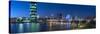 Frankfurt, Hesse, Germany, Panorama of the Skyline with Westhafen Tower and FriedensbrŸcke-Bernd Wittelsbach-Stretched Canvas