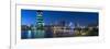 Frankfurt, Hesse, Germany, Panorama of the Skyline with Westhafen Tower and FriedensbrŸcke-Bernd Wittelsbach-Framed Photographic Print