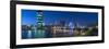 Frankfurt, Hesse, Germany, Panorama of the Skyline with Westhafen Tower and FriedensbrŸcke-Bernd Wittelsbach-Framed Photographic Print