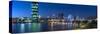 Frankfurt, Hesse, Germany, Panorama of the Skyline with Westhafen Tower and FriedensbrŸcke-Bernd Wittelsbach-Stretched Canvas