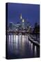 Frankfurt, Hesse, Germany, Skyline with Financial District and Old Bridge, Dusk, Wintertime-Bernd Wittelsbach-Stretched Canvas