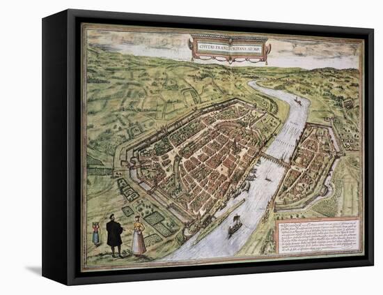 Frankfurt Old Map, From Civitates Orbis Terrarum-marzolino-Framed Stretched Canvas