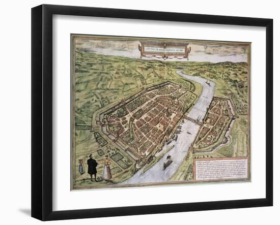 Frankfurt Old Map, From Civitates Orbis Terrarum-marzolino-Framed Art Print