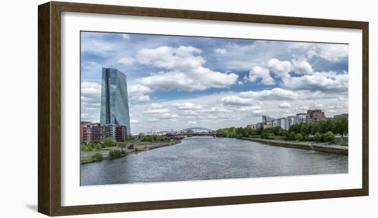 Frankfurt on the Main, Hesse, Germany, Europe, Panorama of the Frankfurt Ostends with Ecb-Bernd Wittelsbach-Framed Photographic Print