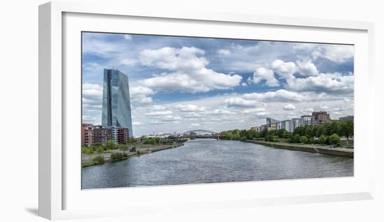 Frankfurt on the Main, Hesse, Germany, Europe, Panorama of the Frankfurt Ostends with Ecb-Bernd Wittelsbach-Framed Photographic Print