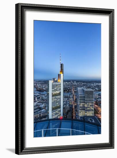 Frankfurt on the Main, Hesse, Germany, Europe, Skyline at Dusk with View of the Commerbank-Bernd Wittelsbach-Framed Photographic Print