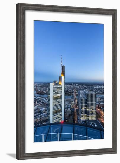 Frankfurt on the Main, Hesse, Germany, Europe, Skyline at Dusk with View of the Commerbank-Bernd Wittelsbach-Framed Photographic Print
