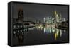 Frankfurt on the Main, Hesse, Germany, Europe, Skyline with the Flš§erbrŸcke-Bernd Wittelsbach-Framed Stretched Canvas