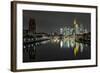 Frankfurt on the Main, Hesse, Germany, Europe, Skyline with the Flš§erbrŸcke-Bernd Wittelsbach-Framed Photographic Print