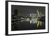 Frankfurt on the Main, Hesse, Germany, Europe, Skyline with the Flš§erbrŸcke-Bernd Wittelsbach-Framed Photographic Print