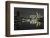 Frankfurt on the Main, Hesse, Germany, Europe, Skyline with the Flš§erbrŸcke-Bernd Wittelsbach-Framed Photographic Print