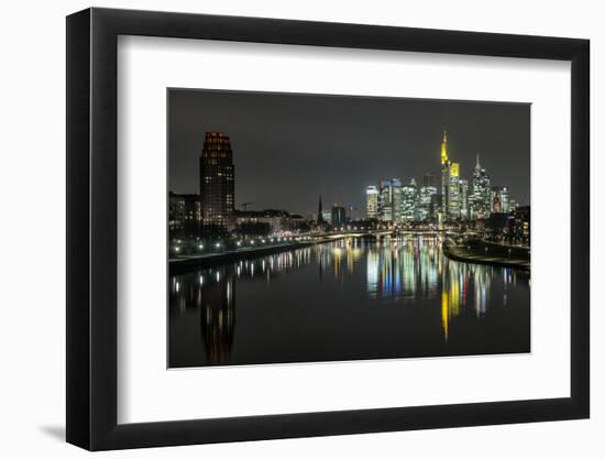 Frankfurt on the Main, Hesse, Germany, Europe, Skyline with the Flš§erbrŸcke-Bernd Wittelsbach-Framed Photographic Print