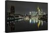 Frankfurt on the Main, Hesse, Germany, Europe, Skyline with the Flš§erbrŸcke-Bernd Wittelsbach-Framed Stretched Canvas