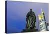 Frankfurt on the Main, Hesse, Germany, Goethe's Monument with Commerzbank Building-Bernd Wittelsbach-Stretched Canvas